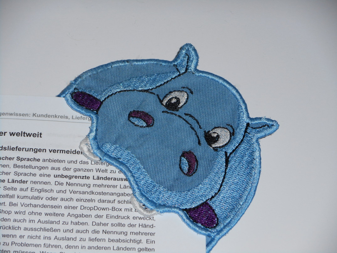 Lesezeichen 'Nilpferd'